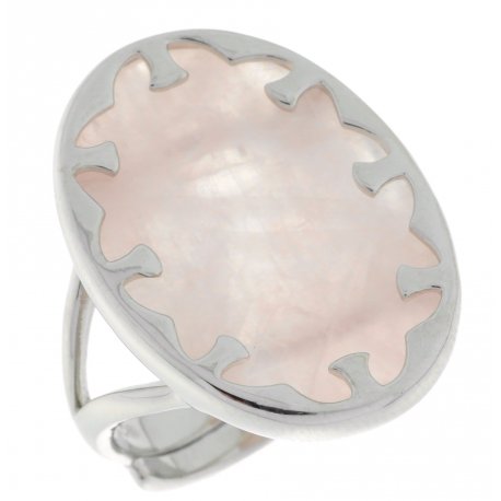 Каблучка жіноча срібна 925* родій рожевий кварц Арт 15 6490 