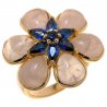 Женское серебряное кольцо 925* в позолоте с розовым кварцем и синим цирконием, Арт.55 6598-Х 