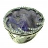 Женское серебряное черненое кольцо 925* с чароитом и белым цирконием, арт. 15 7242 