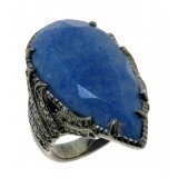 Женское серебряное черненое кольцо 925* с голубым кварцем и белым цирконием, арт. 15 7244 