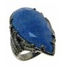 Женское серебряное черненое кольцо 925* с голубым кварцем и белым цирконием, арт. 15 7244 