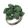 Женское серебряное кольцо 925* в чернении с зеленым авантюрином и черным цирконием, Арт.15 7252