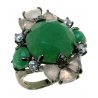 Женское серебряное кольцо 925* в чернении с розовым кварцем, зеленым авантюрином и цирконием, Арт.15 7239С 