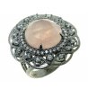 Женское серебряное черненое кольцо 925* с розовым кварцем и белым цирконием, арт. 15 7245 