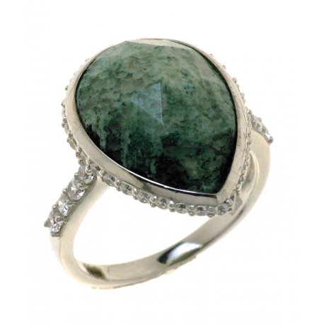 Женское серебряное родированное кольцо 925* с кораллом и цирконием, Арт.15 7248 
