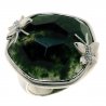 Женское серебряное родированное кольцо 925* с зеленым агатом и белым цирконием, арт. 15 6485-Х
