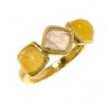 Женсоке серебряное кольцо 925* в позолоте с розовым кварцем и оранжевым кальцитом, Арт.55 6337-Х 