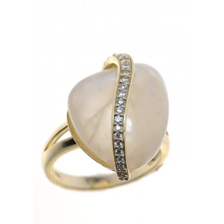 Каблучка жіноча срібна 925* позолота цирконій місячний камінь Арт55 2523