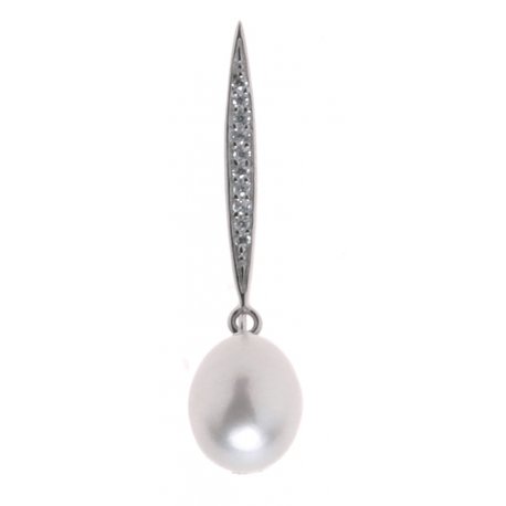 Підвіс жіночий срібний 925* родій цирконій культивовані перли Арт13 6 1637