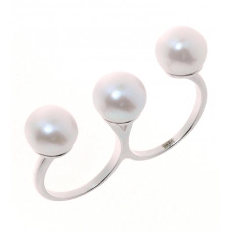 Каблучка жіноча срібна 925* родій культивовані перли Арт15 6 0768