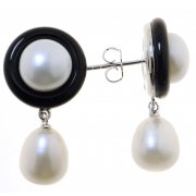 Сережки жіночі срібні 925* культивовані перли родій агат Арт 11 6 0691