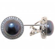 Сережки жіночі срібні 925* культивовані перли цирконій Арт 11 6 0656ч