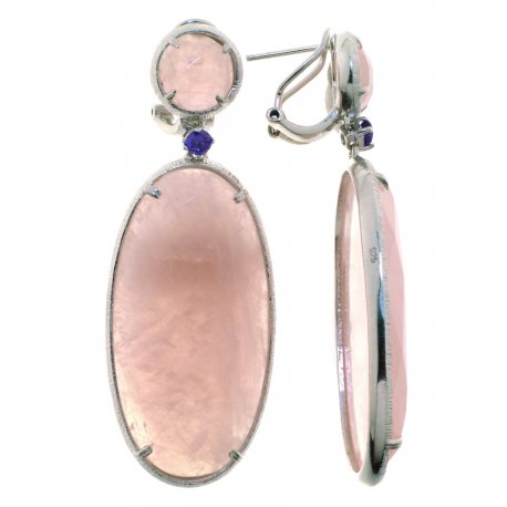Сережки жіночі срібні 925* родій рожевий кварц Арт 11 5738